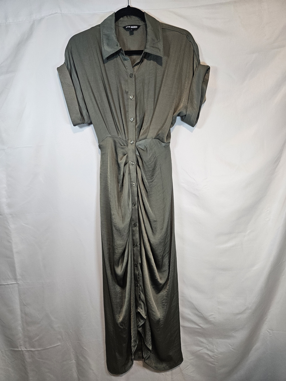 Steve Madden Olive Green Button-Down Maxi Dress